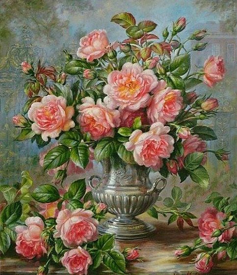 Этап процесса «Натюрморт с розами»