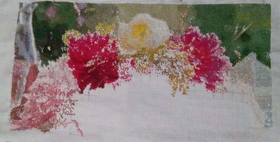 Этап процесса «Букет пионов»