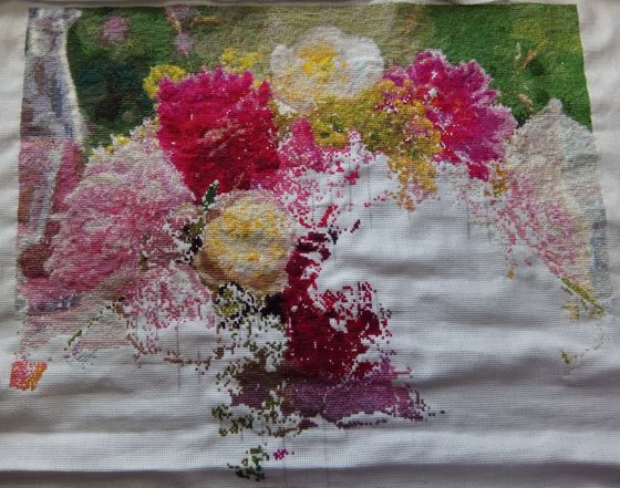 Этап процесса «Букет пионов»