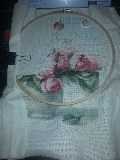 Этап процесса «Этюд с чайными розами»