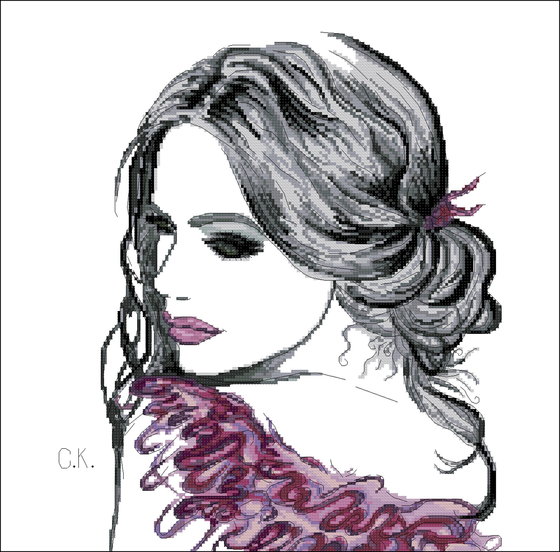 Этап процесса «Девушка в лиловом»