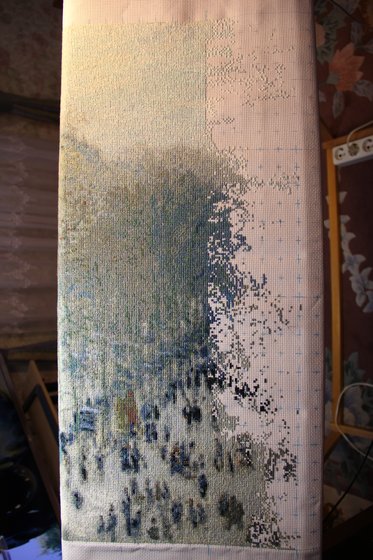 Этап процесса «"Бульвар капуцинок" Клод Моне»