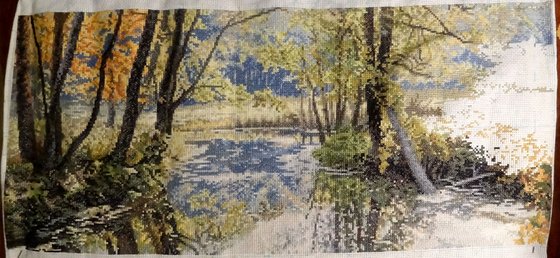 Этап процесса «Речушка на опушке этап 3»