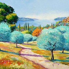 Процесс «Оливковая роща по мотивам картины Ж.М. Жаньянчик»