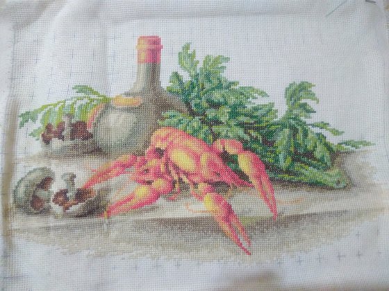 Этап процесса «Натюрморт с раками»