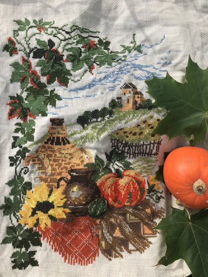 Этап процесса «Натюрморт с тыквой»