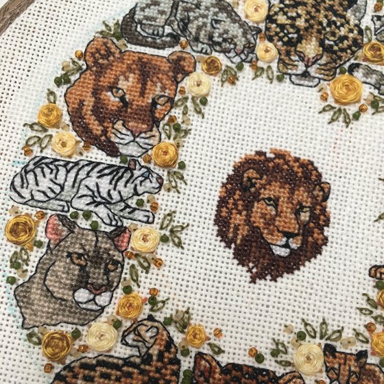 Этап процесса «Игольница с дикими кошками»