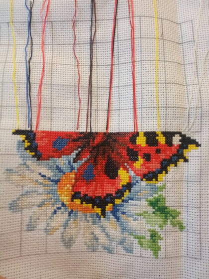 Этап процесса «Бабочка и ромашки»