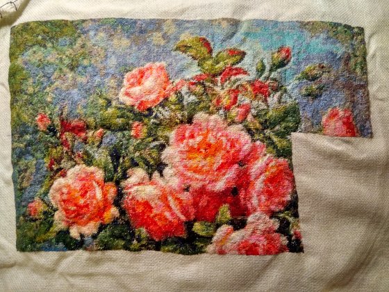 Этап процесса «Натюрморт с розами»