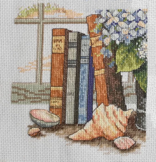 Этап процесса «Гортензии и ракушки»