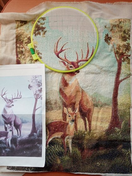 Этап процесса «Олени в лесу»