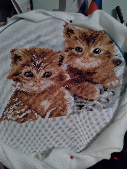 Этап процесса «Подушечка для внучки.»