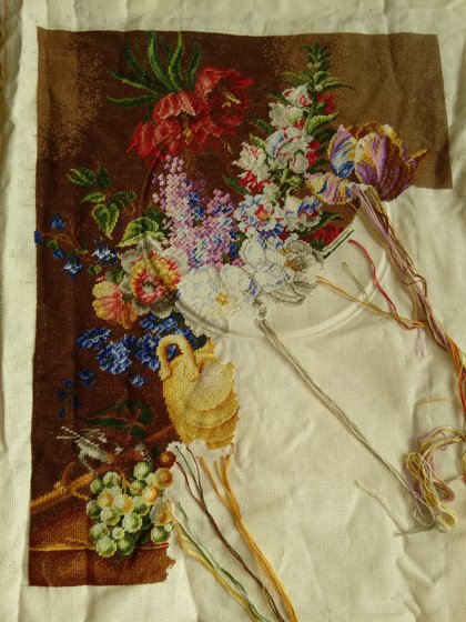 Этап процесса «Натюрморт с птицей»