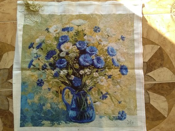 Этап процесса «Васильки и ромашки»