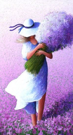 Этап процесса «Девушка с лавандой»