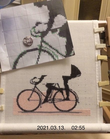 Этап процесса «Дети на велосипеде. Монохром»