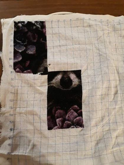 Этап процесса «енот в цветах»