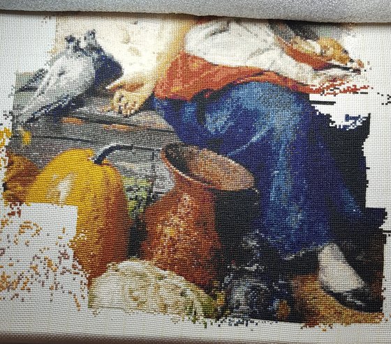 Этап процесса «"Крестьянка на крыльце"»