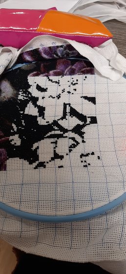 Этап процесса «енот в цветах»