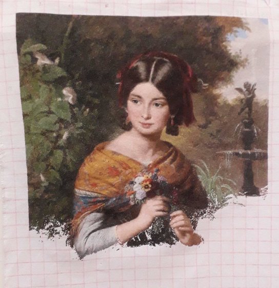 Этап процесса «Девочка у фонтане»