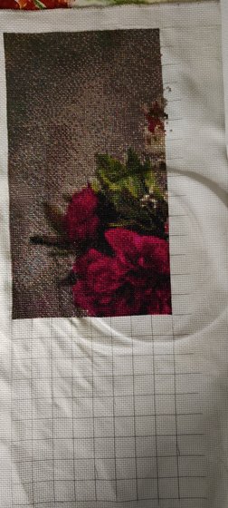 Этап процесса «Схема вышивки «Пионы» (№780727»