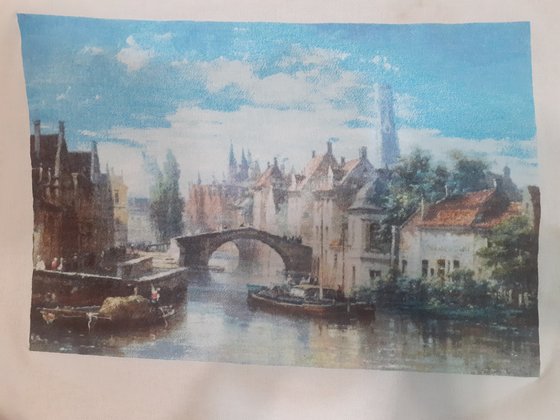 Этап процесса «Баржи на канале в Брюгге»