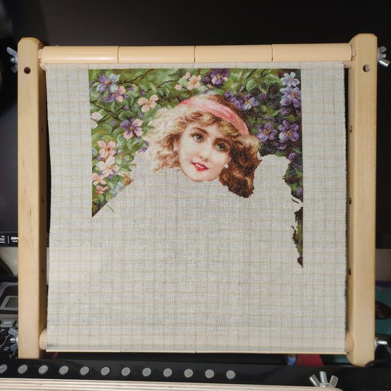 Этап процесса «Девушка с розами»