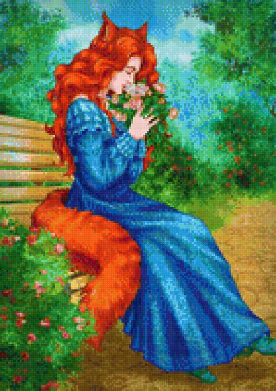 Этап процесса «Девушка в саду»