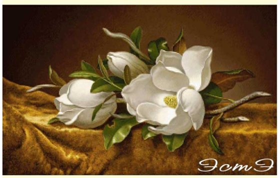 Этап процесса «Магнолия на золотом бархате.»