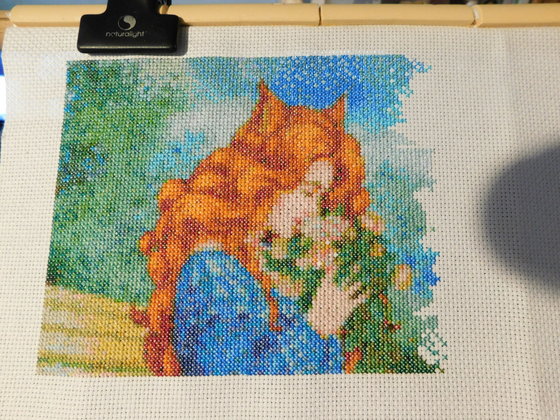 Этап процесса «Девушка в саду»