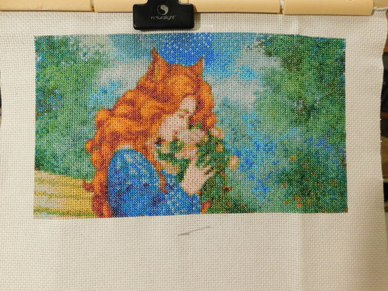 Этап процесса «Девушка в саду»