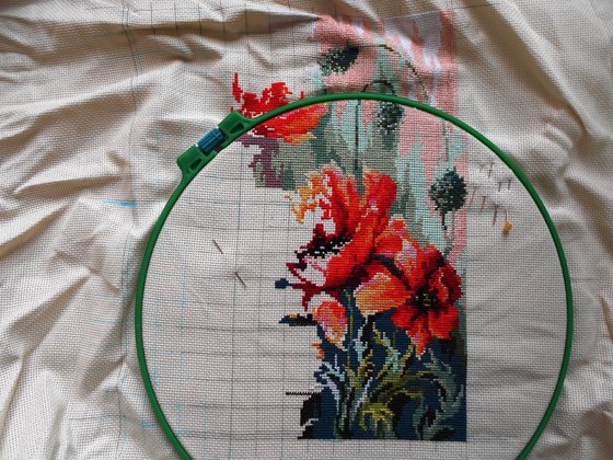 Этап процесса «Маки в утренних  лучах.»