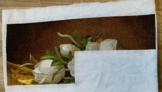 Этап процесса «Магнолия на золотом бархате.»