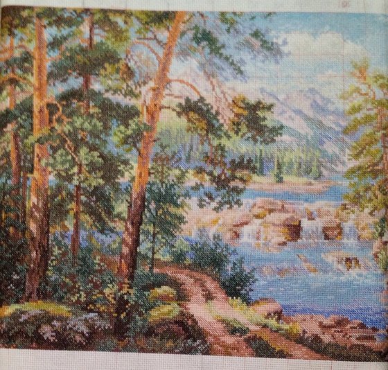 Этап процесса «Пейзаж с мельницей по картине Виталия Потапова»