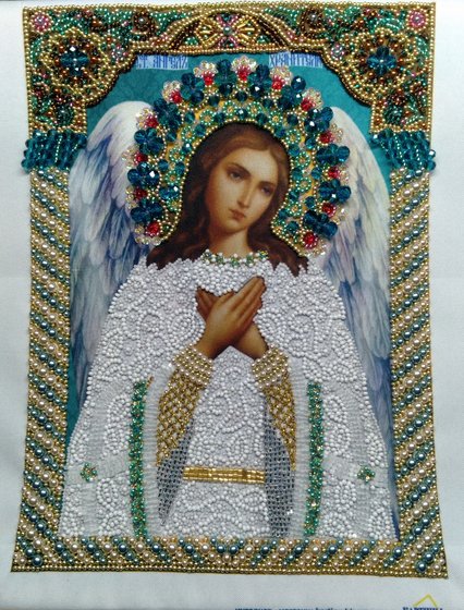Этап процесса «ИКОНА АНГЕЛА ХРАНИТЕЛЯ.  КАРТИНЫ БИСЕРОМ.»