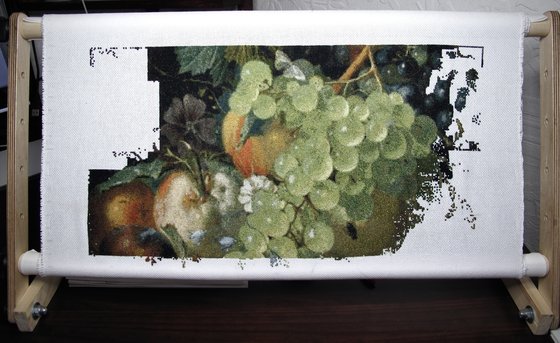 Этап процесса «Вышивка по схеме Crosti.Ru с натюрморта Яна ван Хейсума»