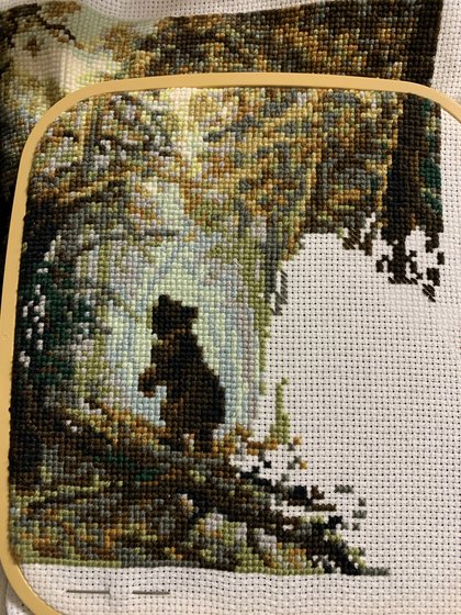 Этап процесса «Утро в сосновом лесу»