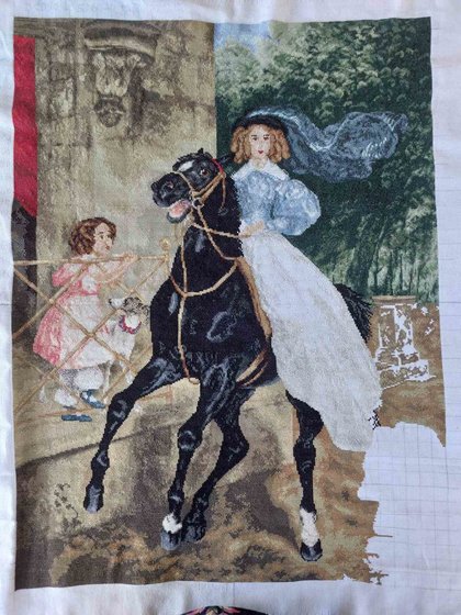 Этап процесса «Всадница по мотивам картины К.П. Брюллова»