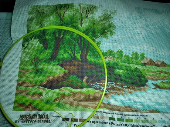 Этап процесса «Деревенский пейзаж»