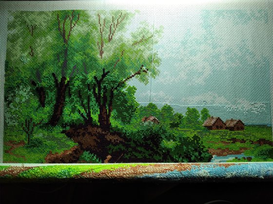 Этап процесса «Деревенский пейзаж»