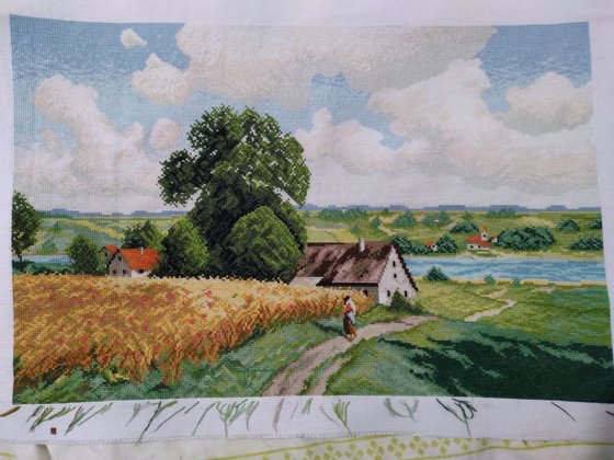 Этап процесса «Летний пейзаж»