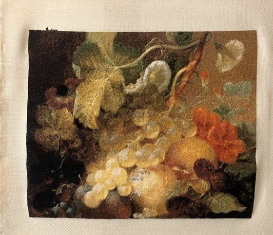 Этап процесса «По мотивам Натюрморта с байзеновыми ягодами Яна ван дер Ваардена»