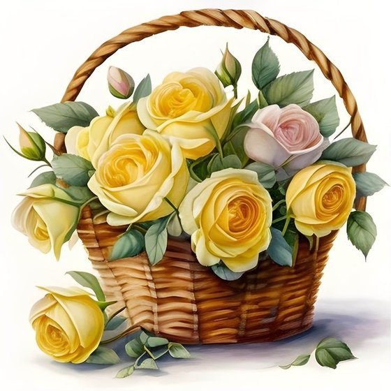 Этап процесса «Букет в корзине.»