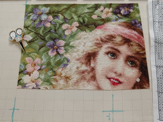 Этап процесса «Портрет девушки с розами»