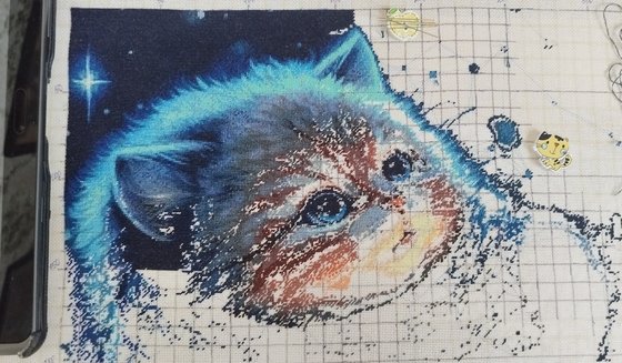 Этап процесса «Котёнок с фонариком»