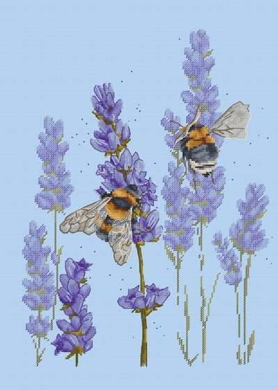 Этап процесса «Шмели в лаванде, диз. Анна Кузнецова ( Ameli Stitch)»