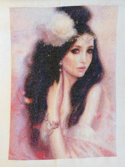 Этап процесса «Девушка в розовом»