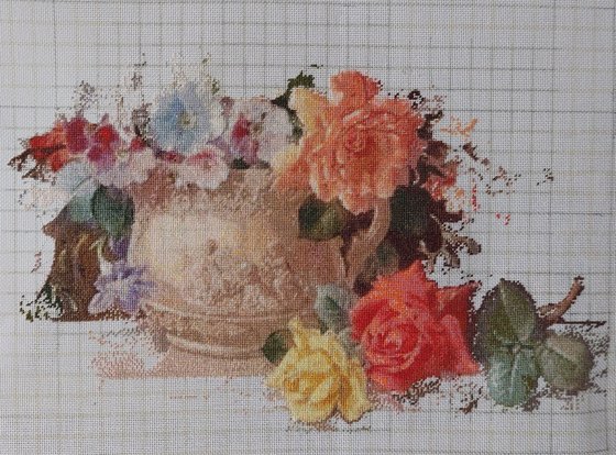 Этап процесса «Prelucrare "Natura moarta cu trandafiri", Harold Clayton»