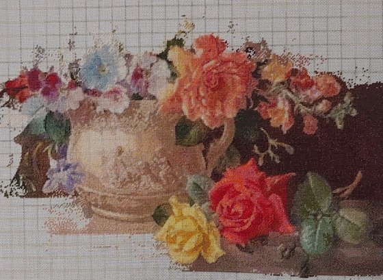 Этап процесса «Prelucrare "Natura moarta cu trandafiri", Harold Clayton»