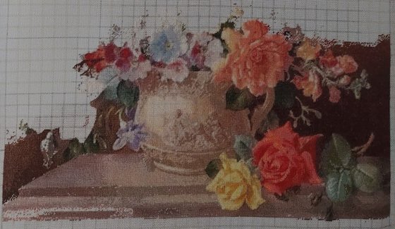 Этап процесса «Prelucrare "Natura moarta cu trandafiri", Harold Clayton»